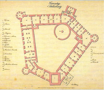 Laszki plan piwnic zamku, Oliwer 1814-1815.jpg
