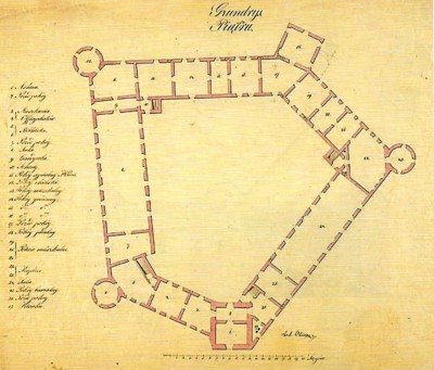 Laszki plan piętra zamku, Oliwer 1814-1815.jpg