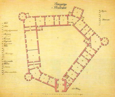 Laszki plan przyziemia zamku, Oliwer 1814-1815.jpg